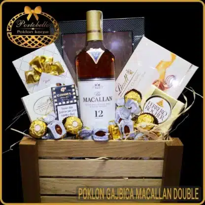 poklon sa viskijem, gajbica Macallan Double. Muški poklon za rodjendan